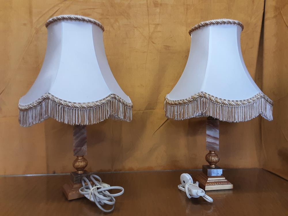 LAMPE DE CHEVET PIED BRONZE ET MARBRE H.45 CM 