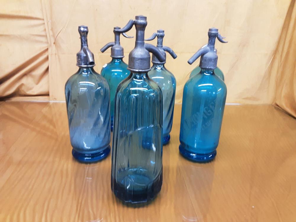 Siphon En Verre Bleu Ancien