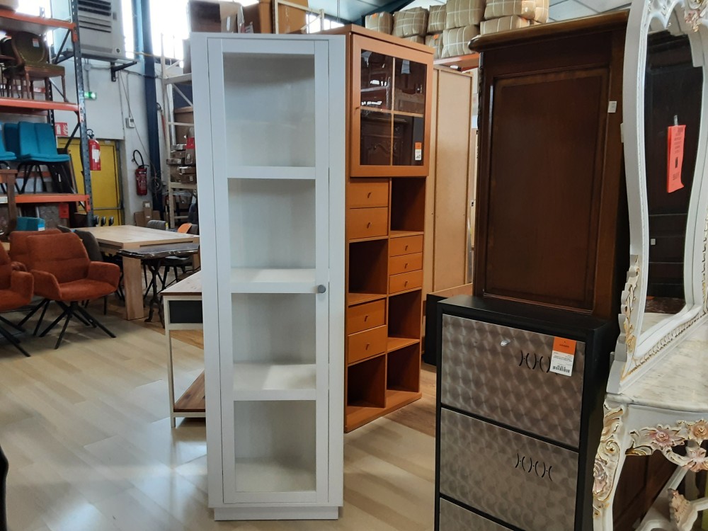 VITRINE ARLES 52A - 003643 - MDF 1 PORTE COLORIS BLANC (2 COLIS)