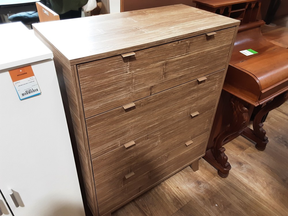 COMMODE BOOBANG 03A - 003321 - 4 TIROIRS MDF COLORIS BOIS CLAIR