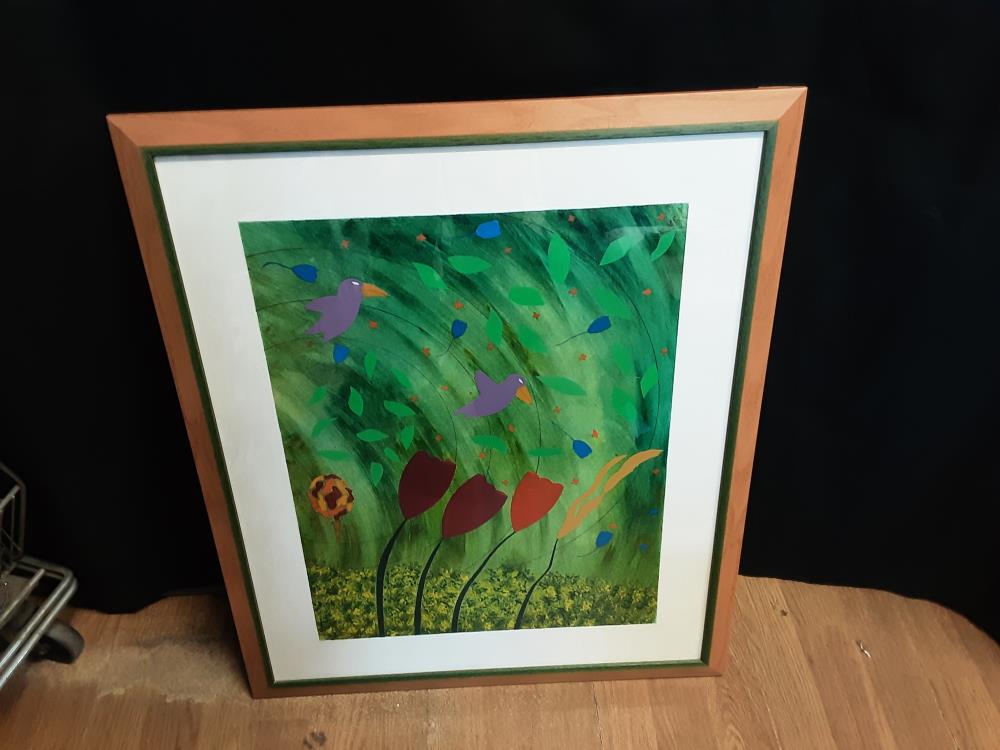 Tableau Sous Verre Oiseaux Et Fleurs