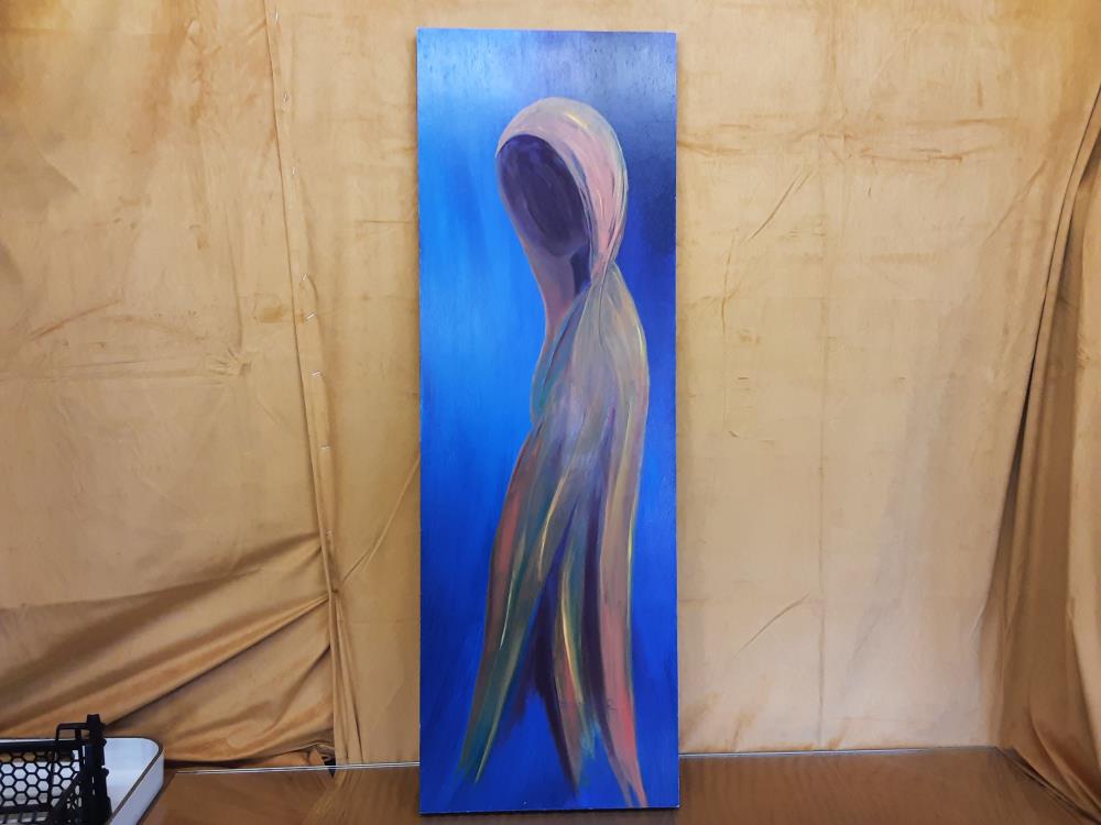 PEINTURE SUR BOIS FEMME SANS VISAGE 30X90