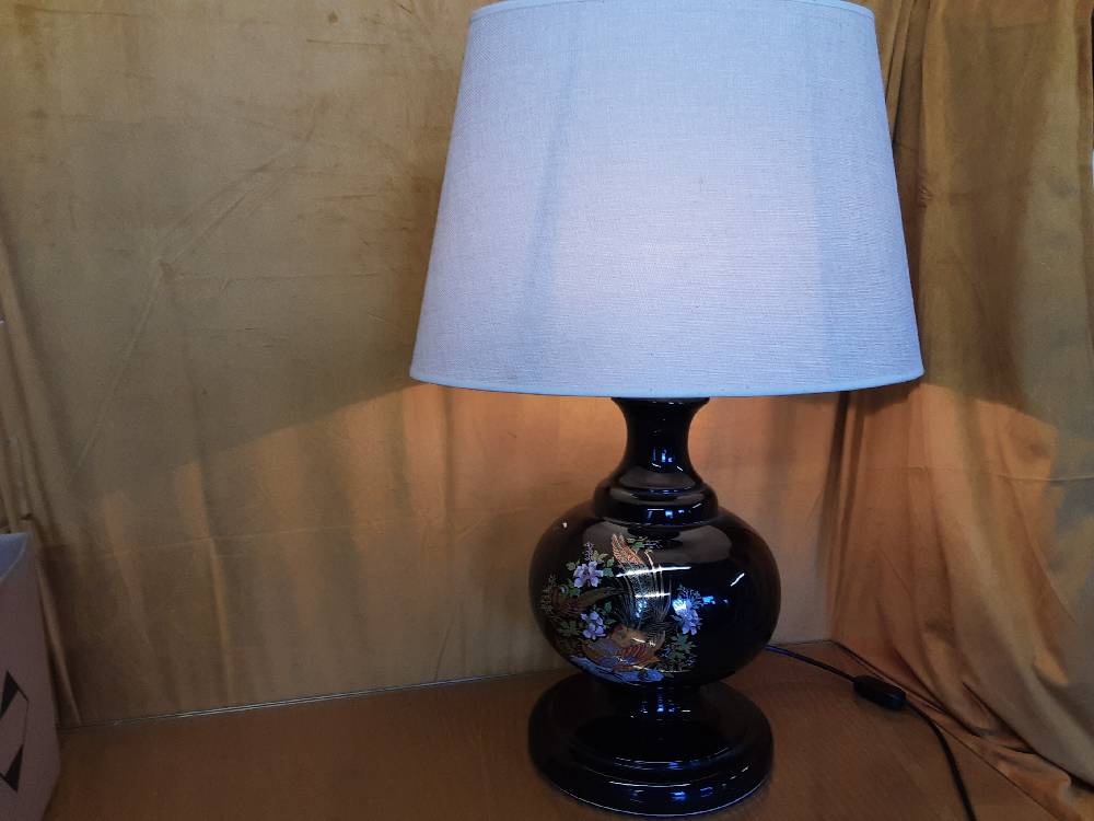 LAMPE PIED NOIR ABAT JOUR BEIGE H.70CM 