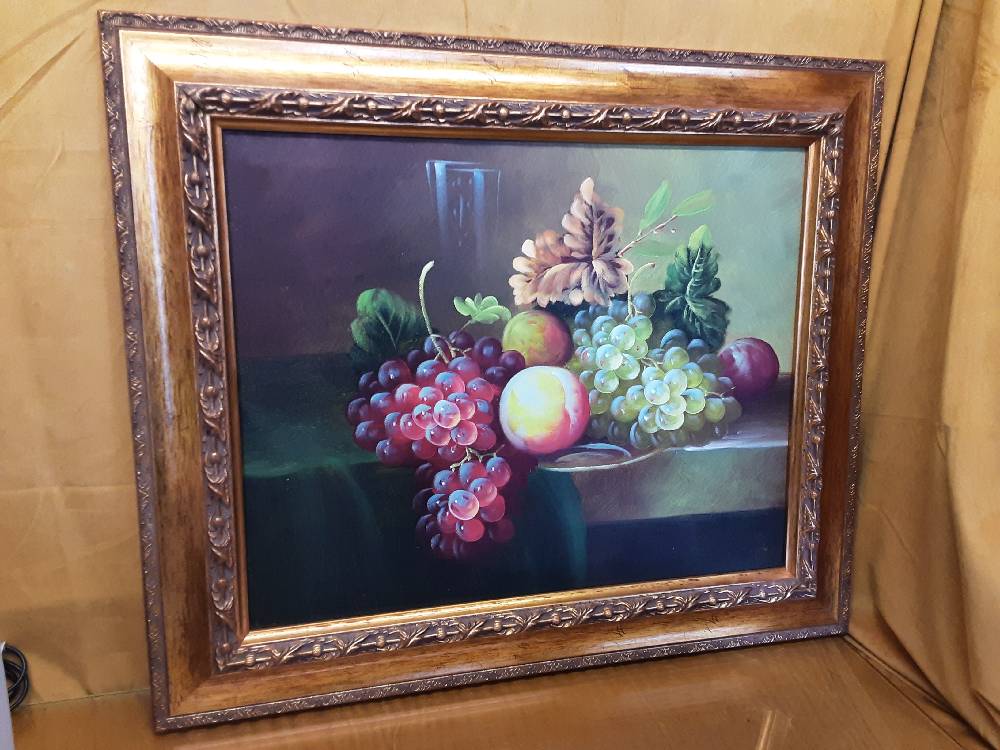 TABLEAU FRUITS CADRE DORÉ 65X55CM 