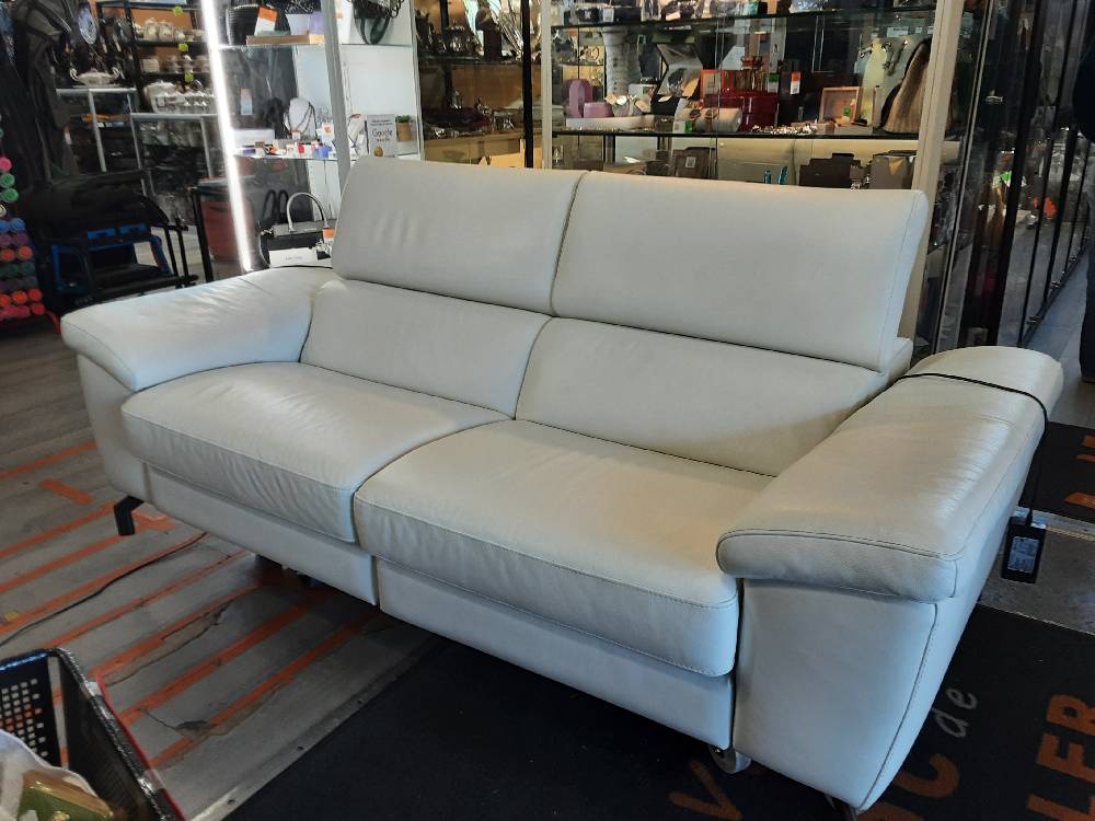 Canape Cuir Blanc Poltronesofa 2 Relax Electrique Tetieres Rabattables