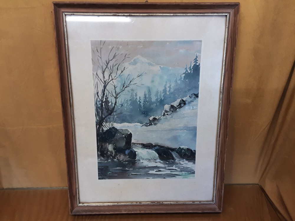 Tableau Aquarelle Paysage Enneigé