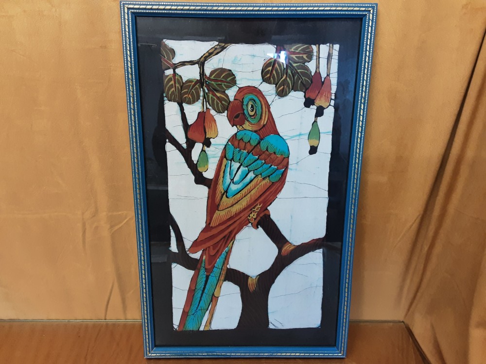 Tableau Perroquet Cadre Bleu