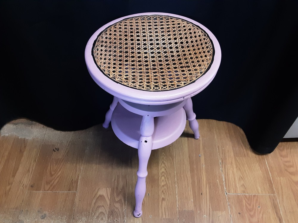 Tabouret Rose Reglable En Hauteur Assise Cannage Diam. 34Cm