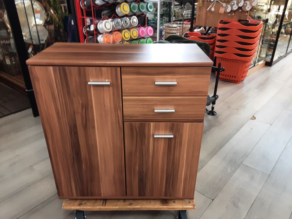 MEUBLE D'APPOINT 2 PORTES 2 TIROIRS COLORIS BOIS