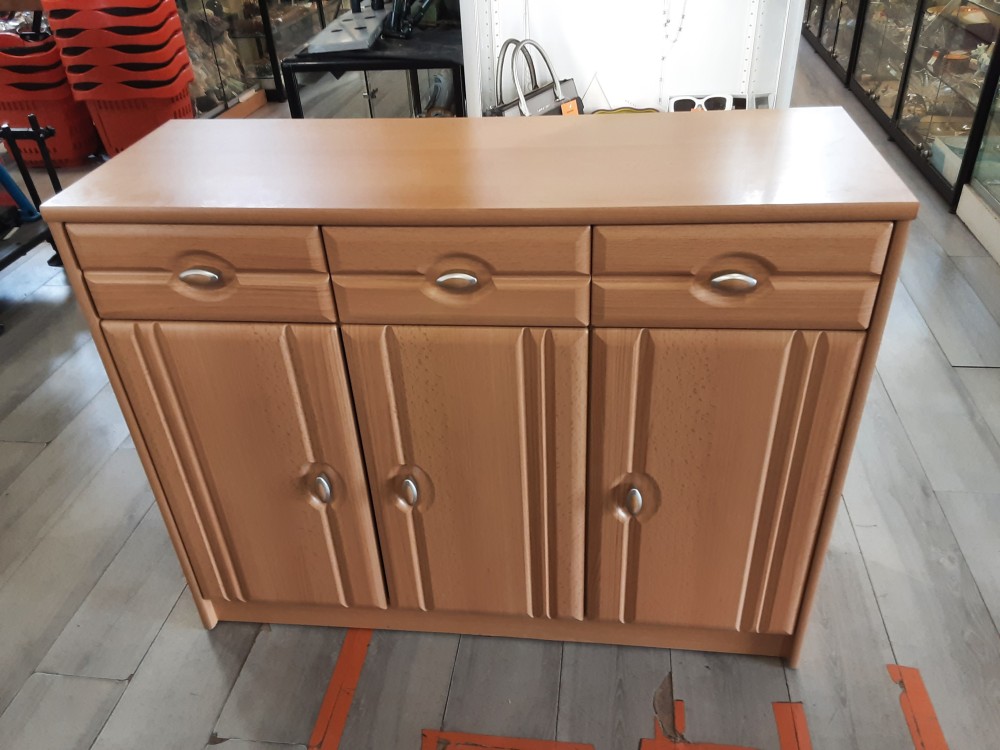 Buffet Bas 3 Portes 3 Tiroirs Coloris Bois Clair