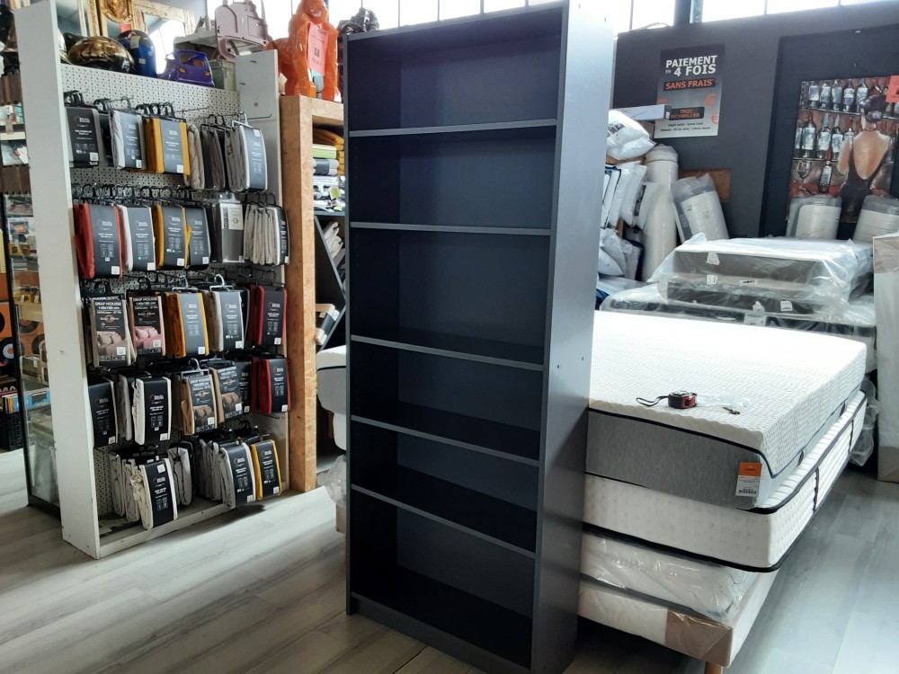 BIBLIOTHEQUE OUVERTE 5 ETAGERES GRISE