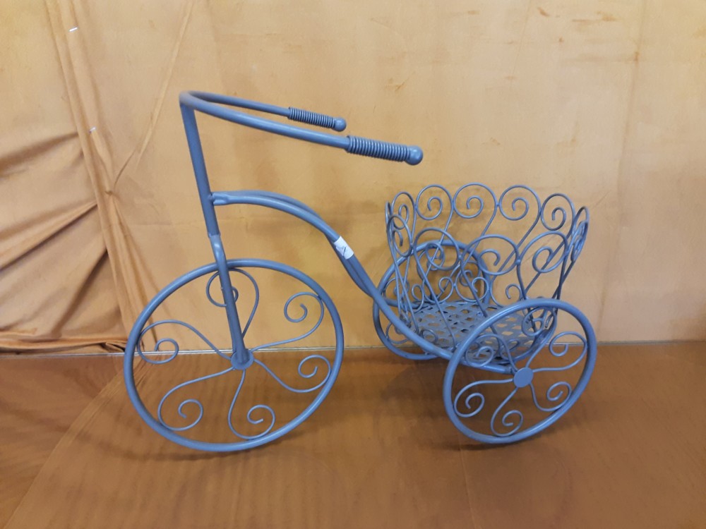 VELO PORTE PLANTES EN METAL GRIS