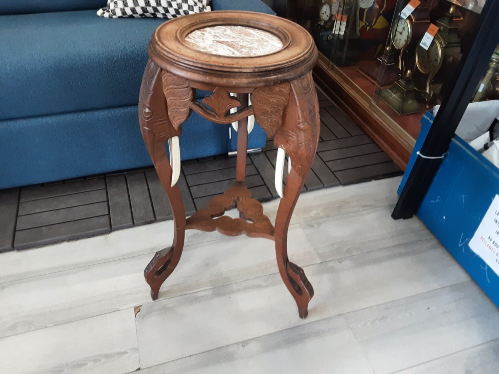 PORTE PLANTE ELEPHANT BOIS DESSUS MARBRE