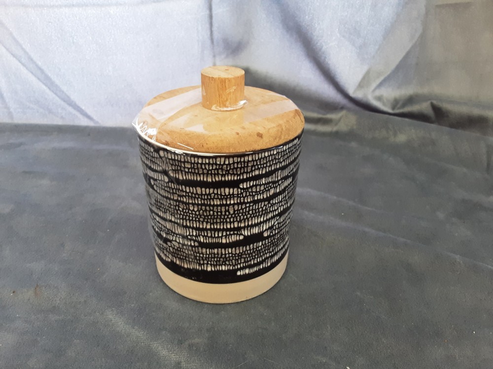 POT PORCELAINE COUVERCLE BOIS MAISON DU MONDE PM