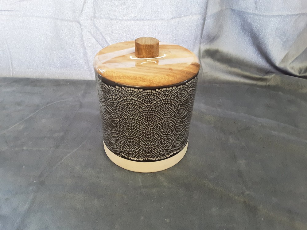 POT PORCELAINE COUVERCLE BOIS MAISON DU MONDE MM