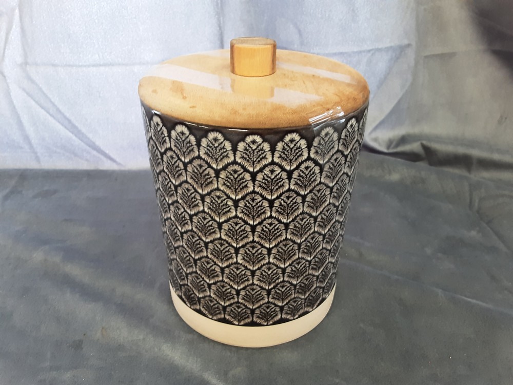 POT PORCELAINE COUVERCLE BOIS MAISON DU MONDE GM