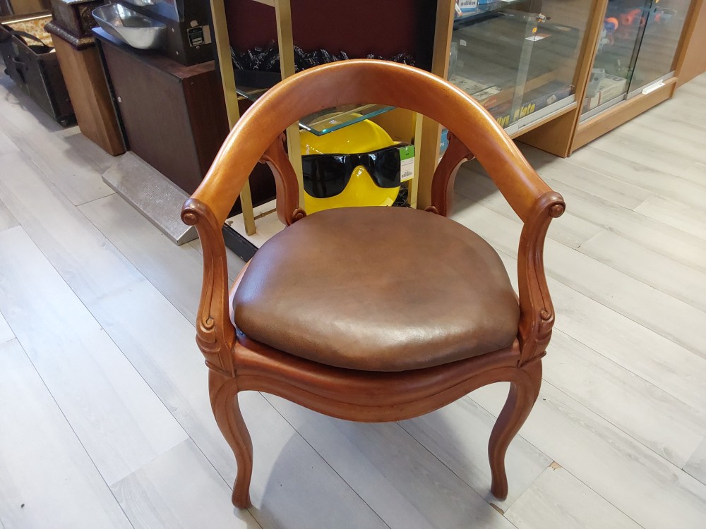 Fauteuil De Bureau En Merisier Assise Simili Brun