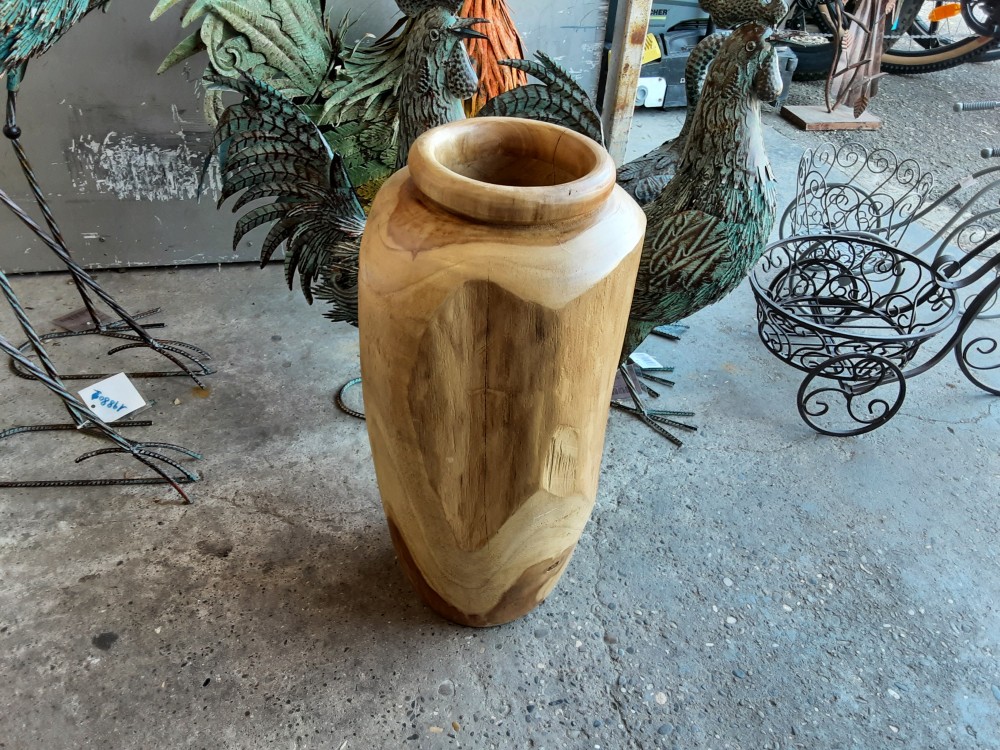 VASE EN TECK CLAIR DIAM.23CM HAUT 50CM