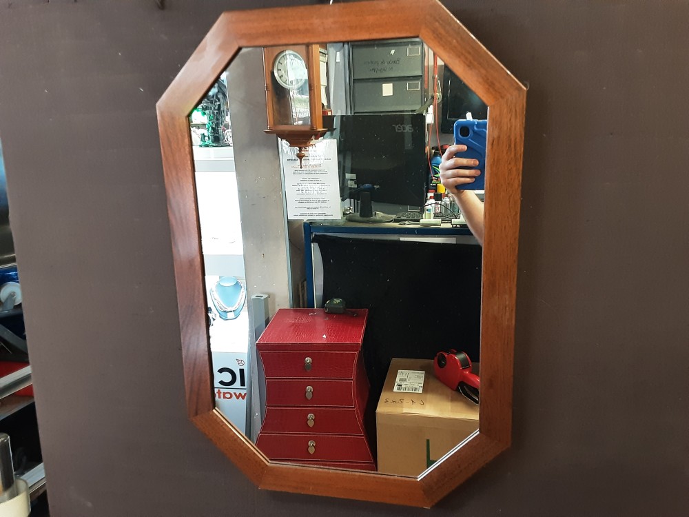 MIROIR EN BOIS OCTOGONALE 