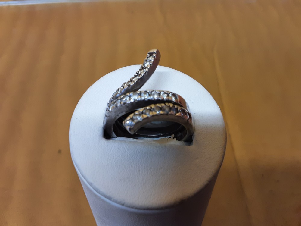 BAGUE DOUBLE EN ARGENT AVEC STRASS