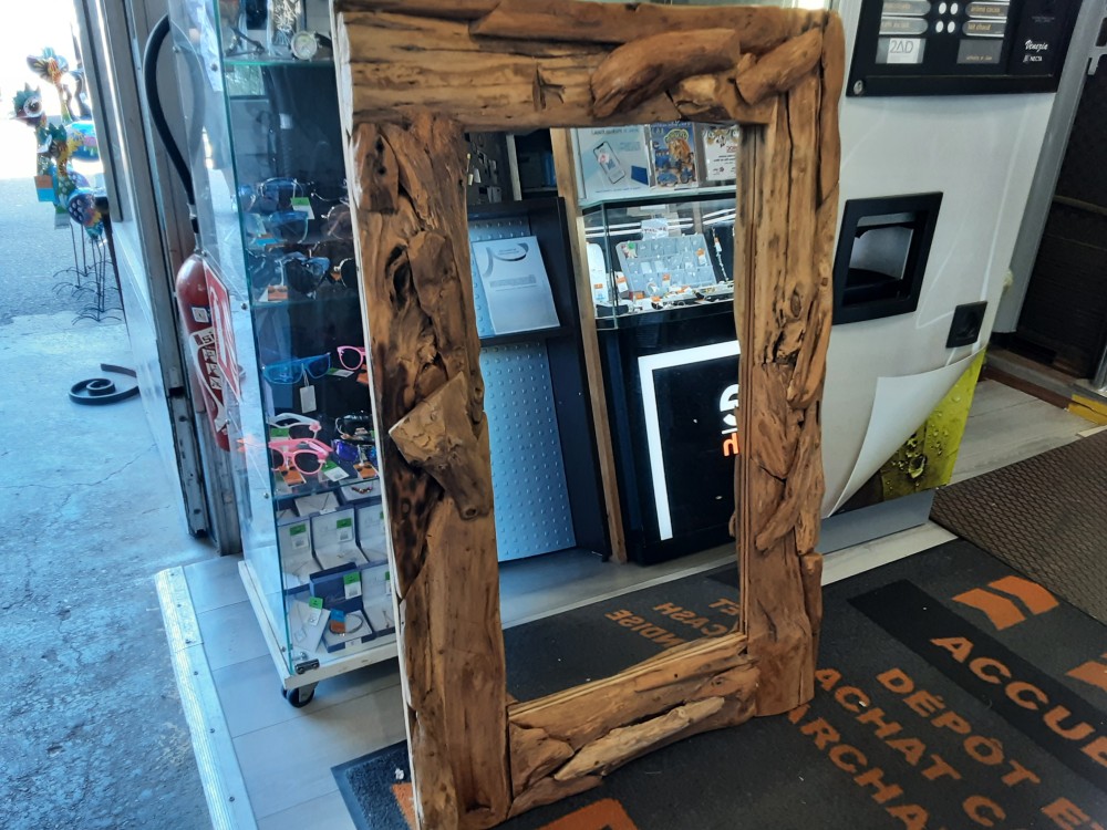 MIROIR BOIS TECK FLOTTE 120 X 80CM