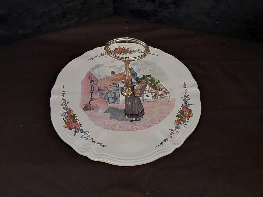 PLAT A TARTE ROND OBERNAI SARREGUEMINES  DIAM.34CM 