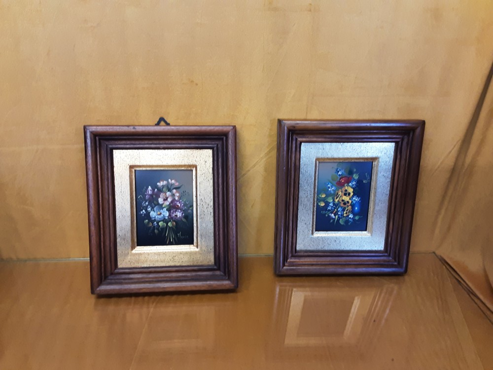 TABLEAU DÉCOR FLEURS CADRE BOIS 20X23
