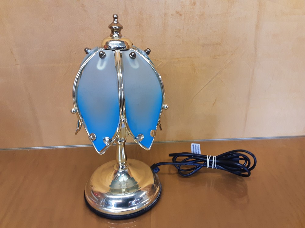 LAMPE A POSER SENSITIVE PIED DORE VERRES BLEU