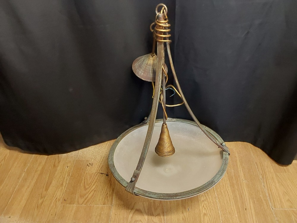 Lustre Metal Vert Vasque En Verre