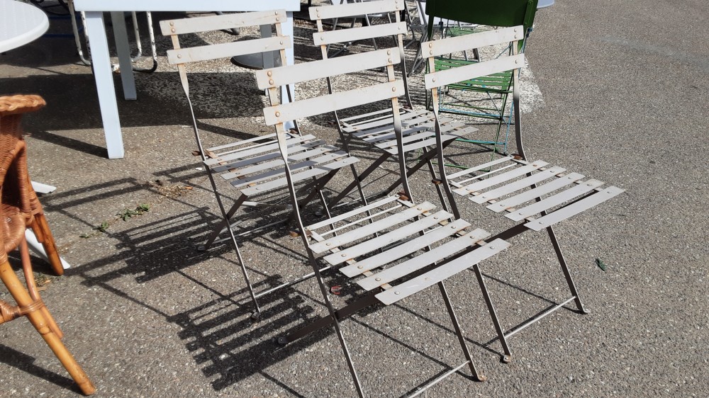 Lot 4 Chaises De Jardin Metal Gris