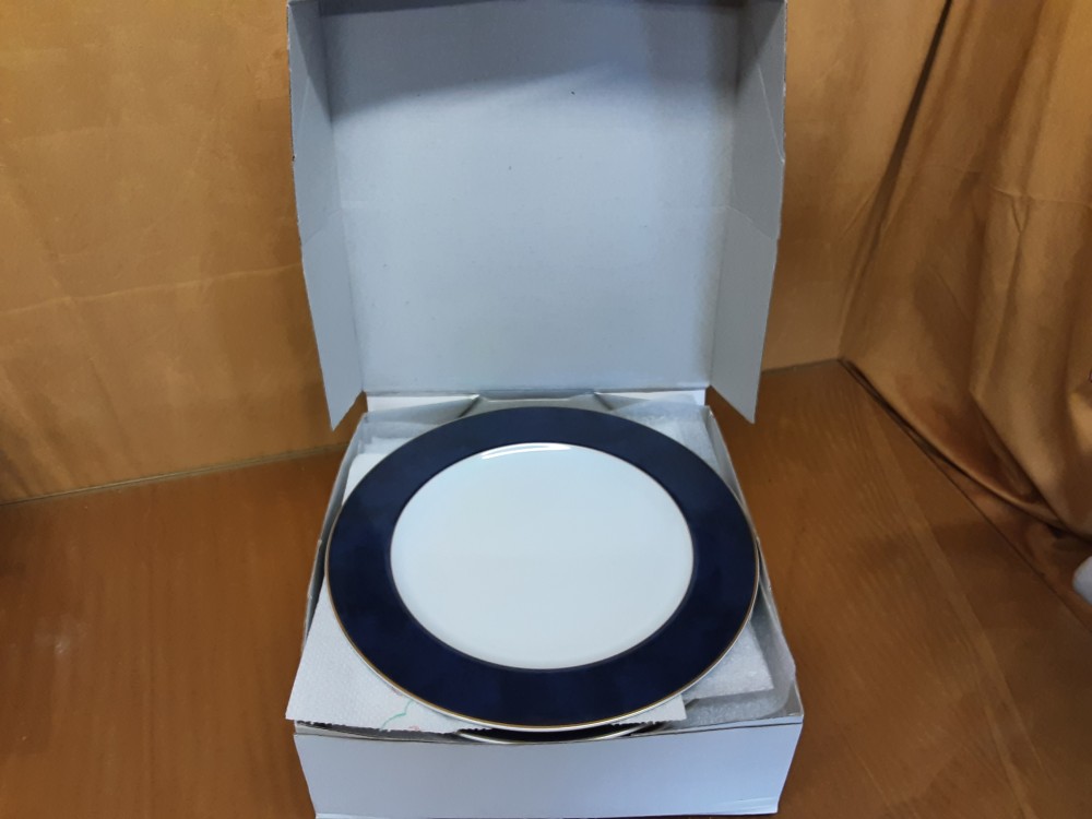 Lot De 6 Assiettes De Limoges Bleues Et Blanches