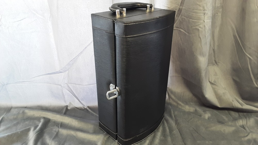 Coffret Simili Cuir Noir Porte 2 Bouteilles
