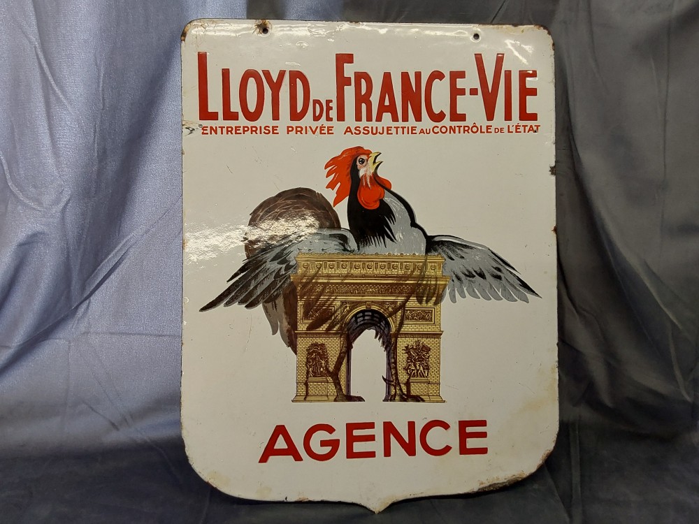 Plaque Emaillee Recto Verso Lloyd De France-Vie