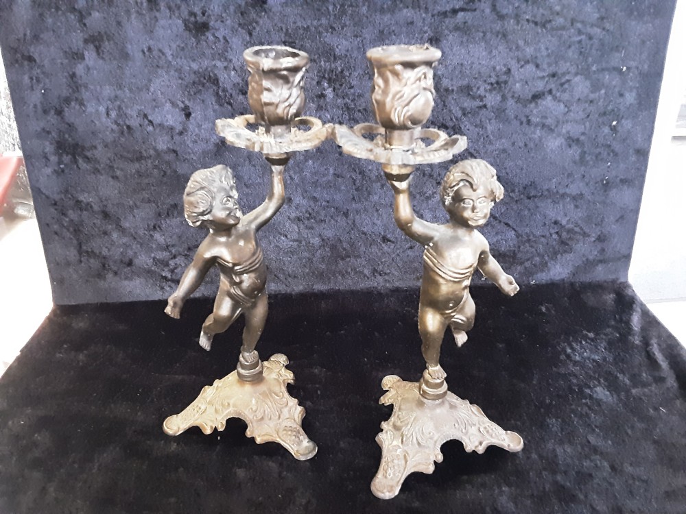 Lot De 2 Bougeoirs Cherubins