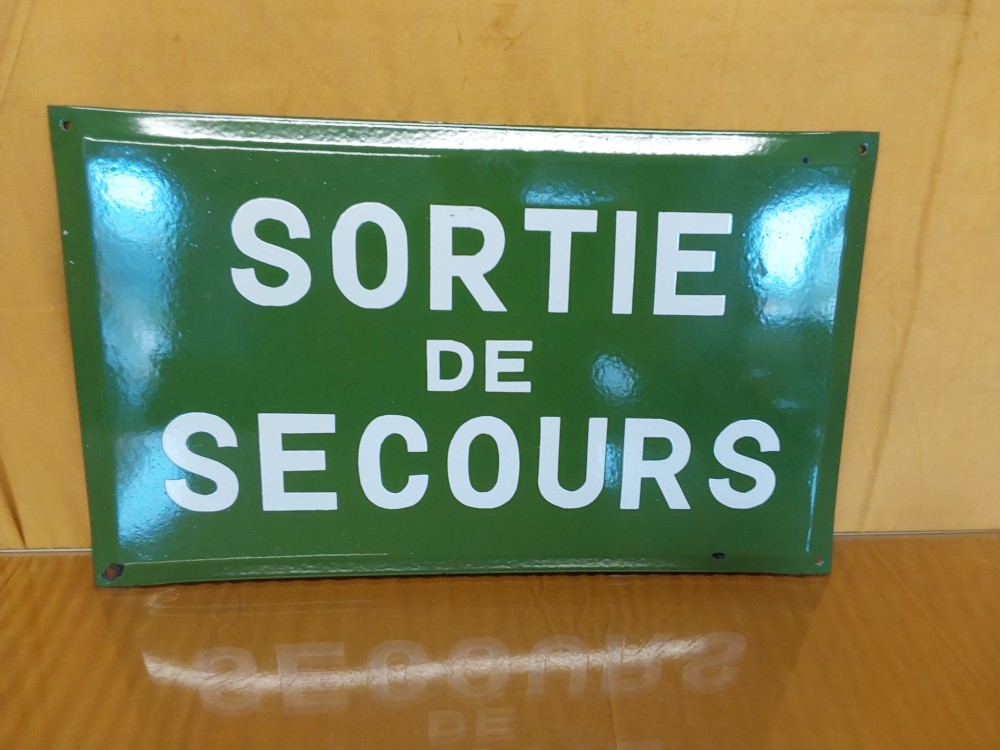 Plaque Emaillee Verte Sortie De Secours