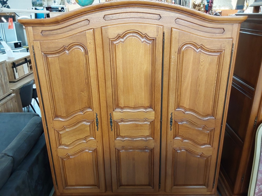 Armoire En Bois 3 Portes Penderie Et Etageres