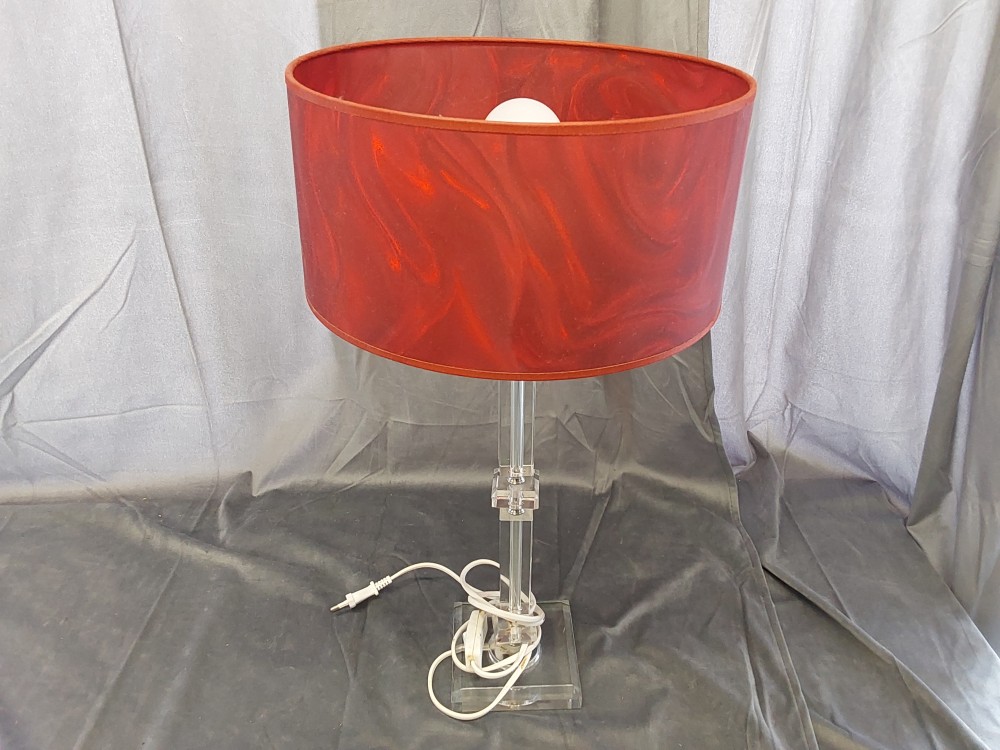 LAMPE SUR PIED ABAT JOUR ROUGE H.60 CM