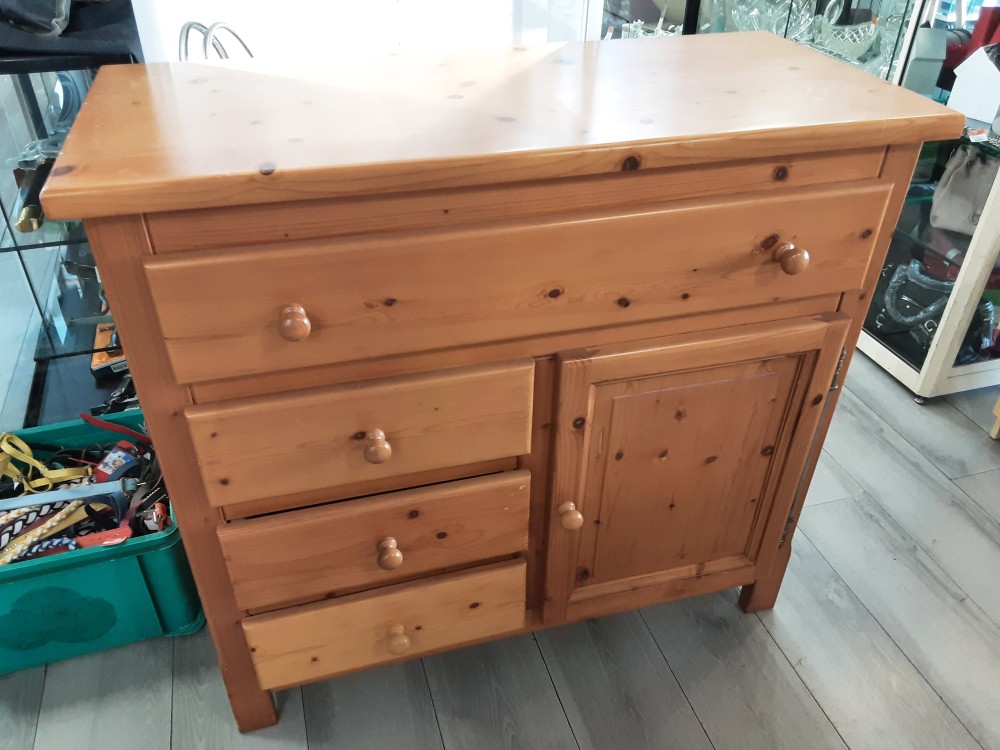 COMMODE EN BOIS 4 TIROIRS 1 PORTE