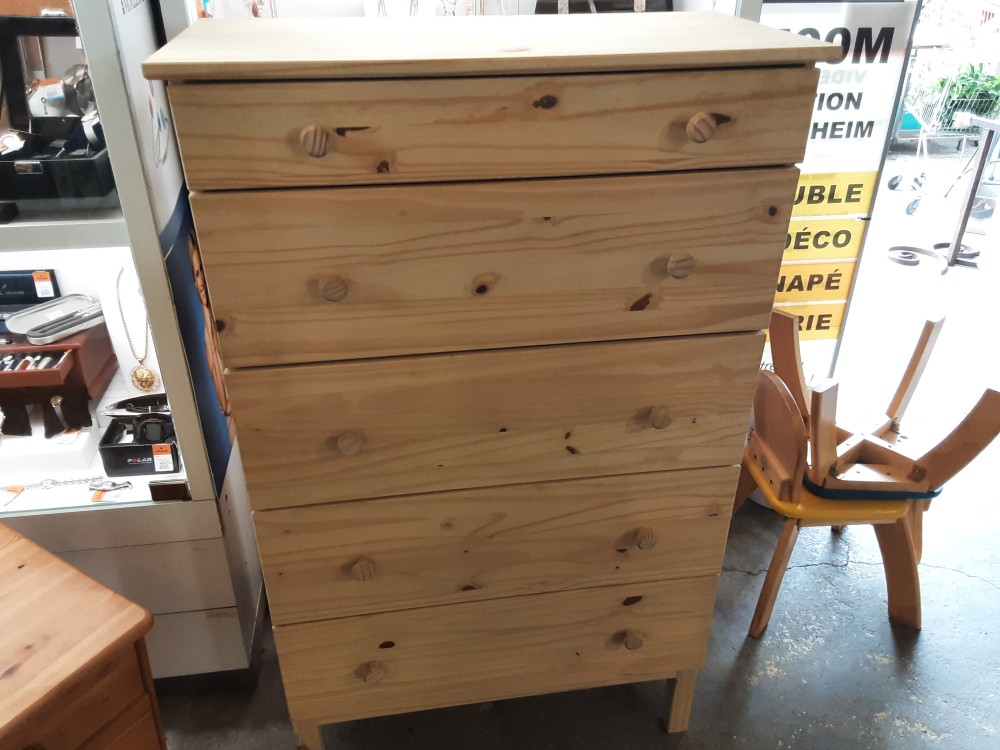 COMMODE EN PIN 5 TIROIRS 