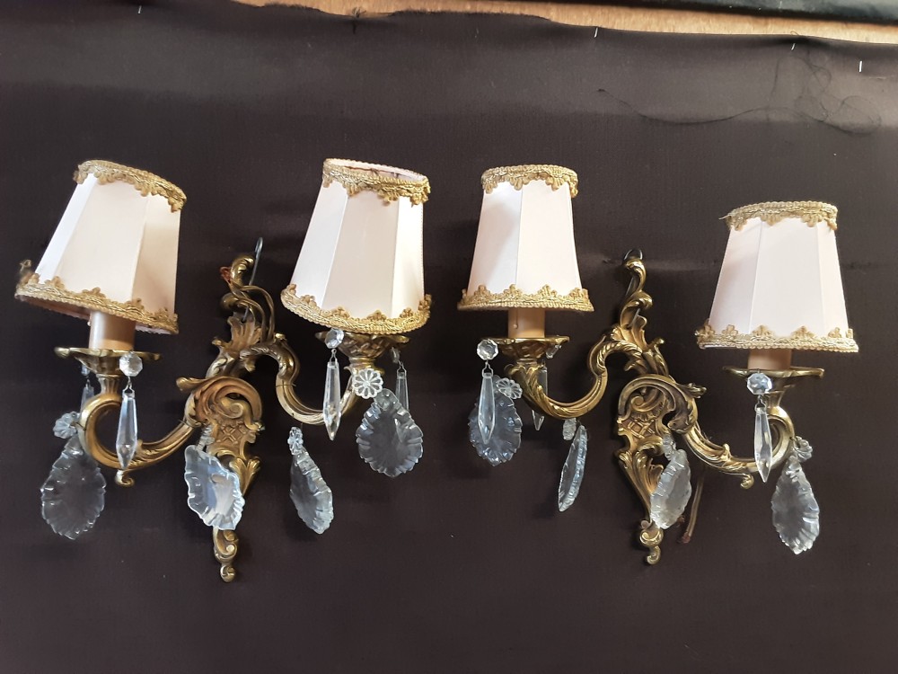 PAIRE D'APPLIQUES BRONZE A PAMPILLES 2 FEUX