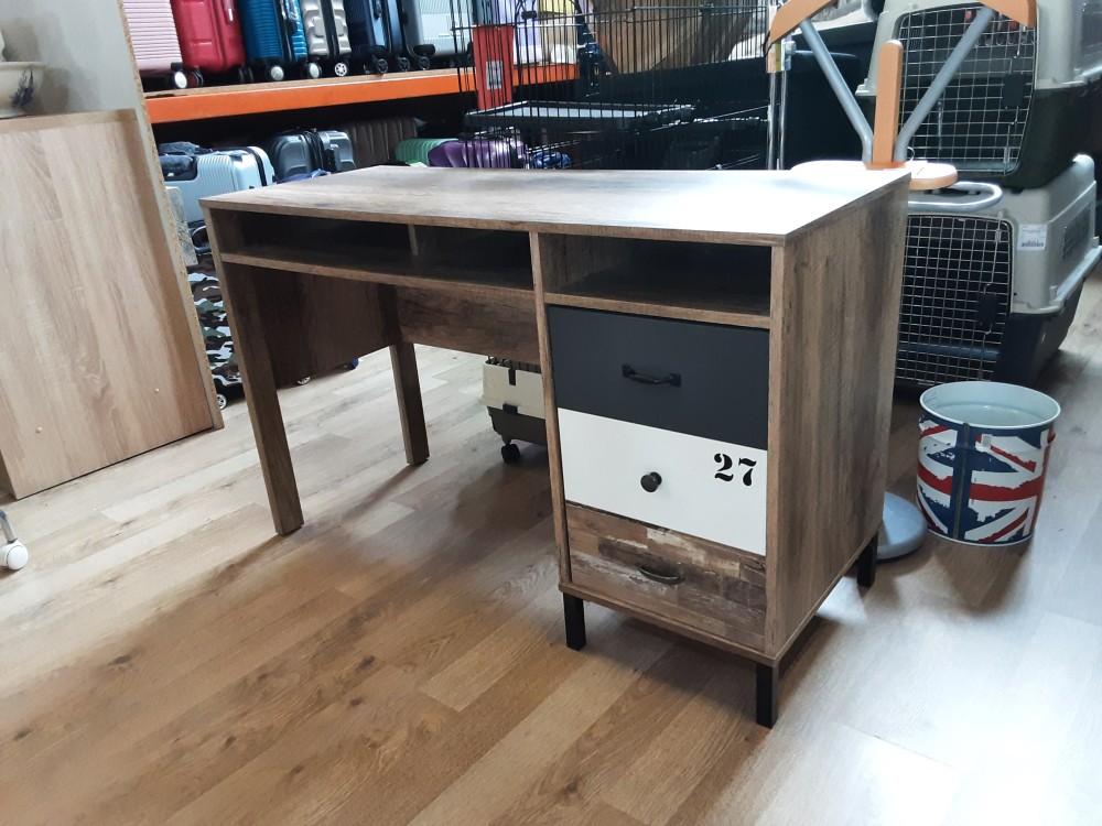 BUREAU 1PORTE  COLORIS BOIS ET BICOLORE GRIS BLANC