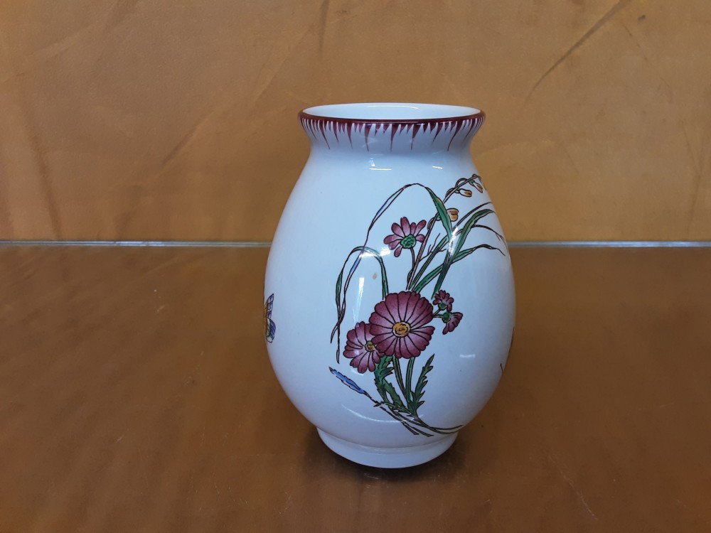 Vase Boule Mm Fleurs Papillons Sarreguemines