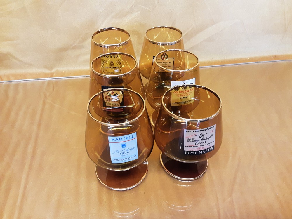 LOT DE 6 VERRES A COGNAC VERRE FUMÉ REMY MARTIN