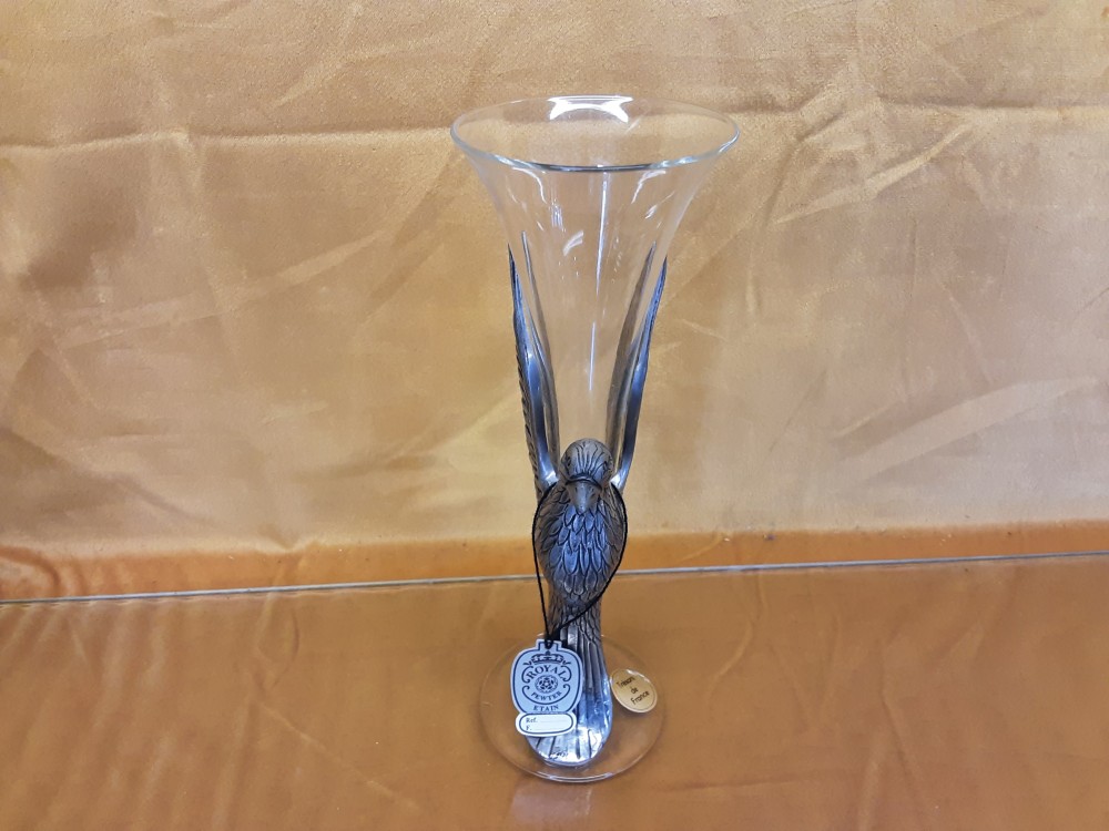 SOLIFLORE AVEC COLOMBE EN ETAIN H. 22CM
