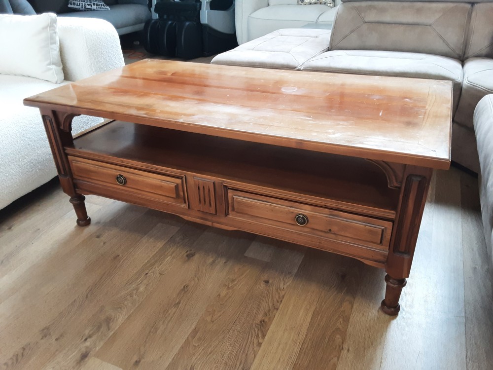 TABLE BASSE MERISIER 1 NICHE 2 TIROIRS