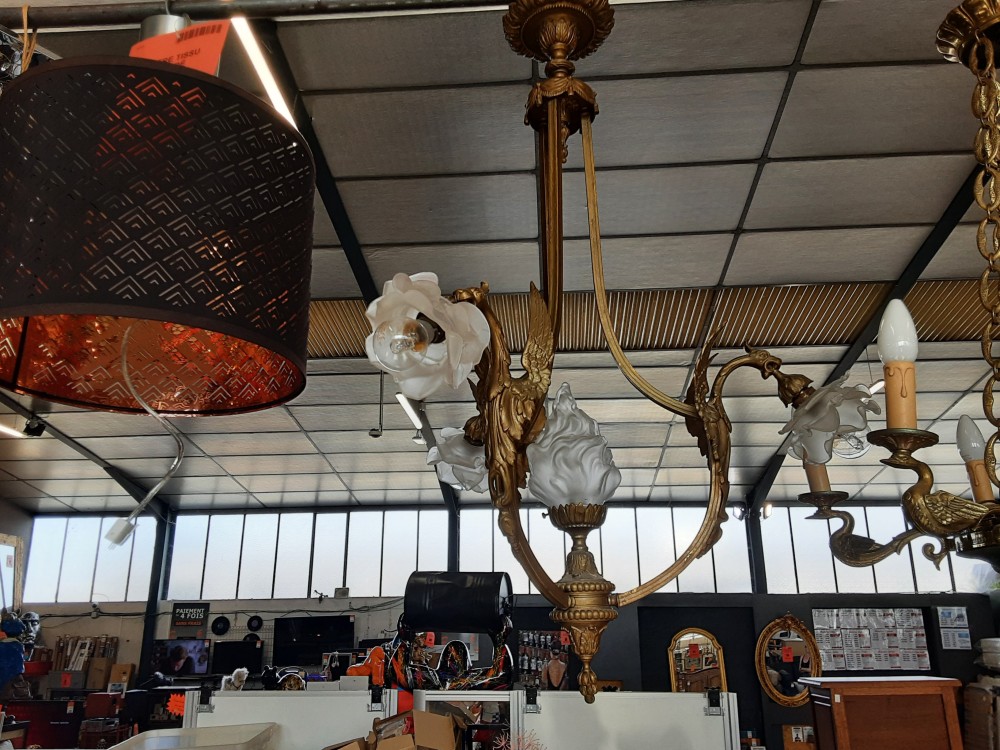 LUSTRE  4  FEUX EN BRONZE 