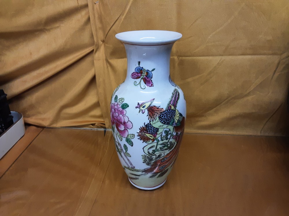 VASE PORCELAINE BLANCHE DÉCOR JAPONAIS
