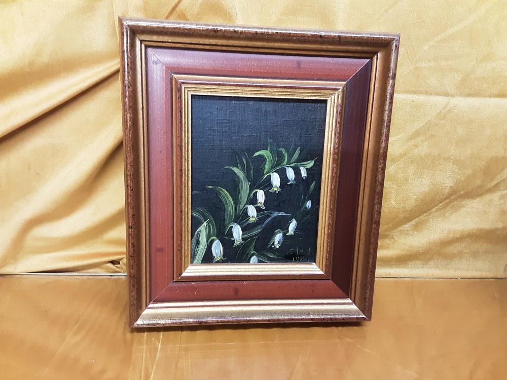 TABLEAU MUGUET SIGNÉ 21X25CM 
