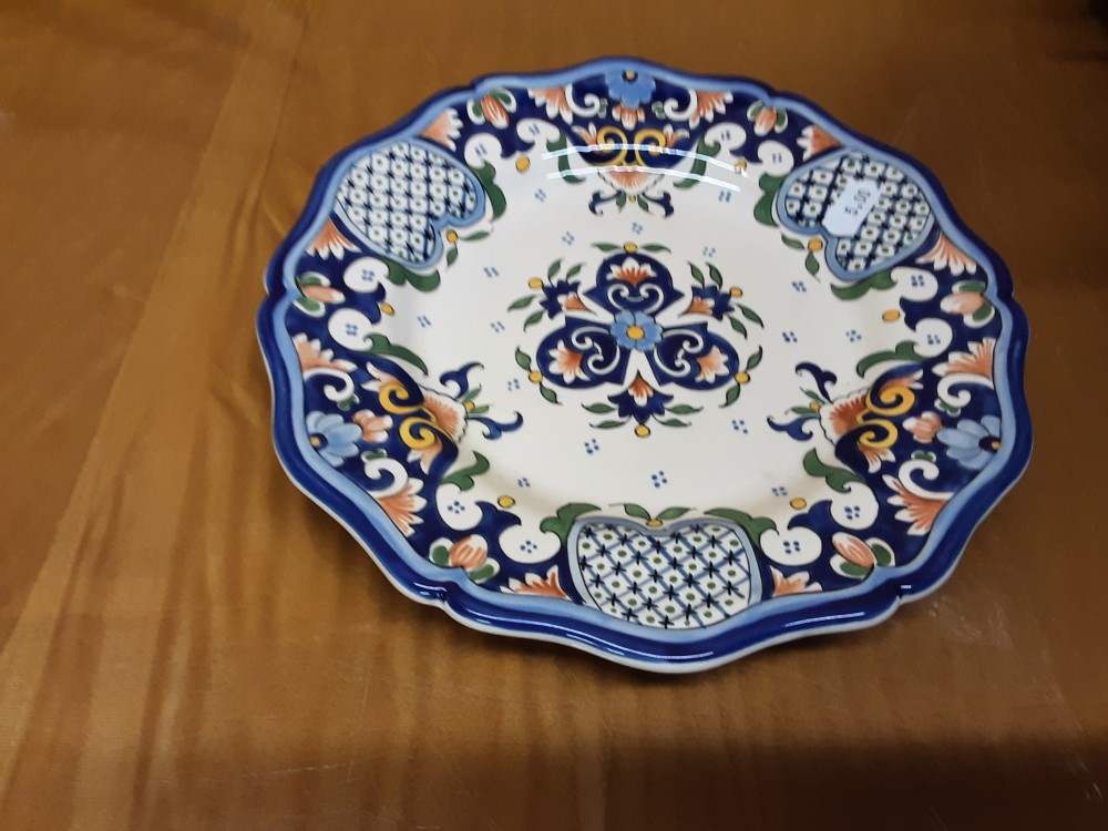 ASSIETTE PEINT À LA MAIN - DÉCOR BLEU