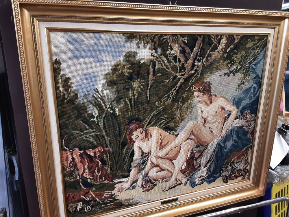 TABLEAU CANEVAS NUE TGM CADRE BOIS DORE